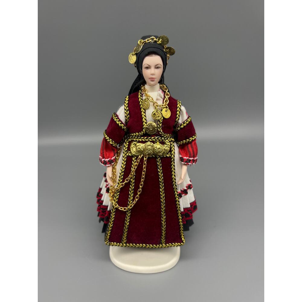 VTG Greek Porcelain Doll-Evelt Greek Traditional Costume Greece Folk Art ~READ~